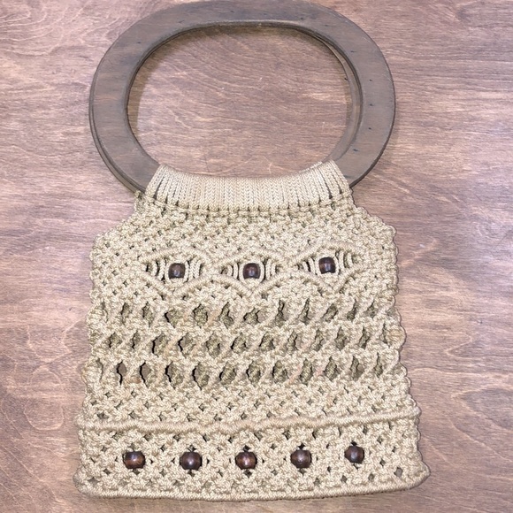Vintage crochet woven rope boho handbag - Picture 2 of 5